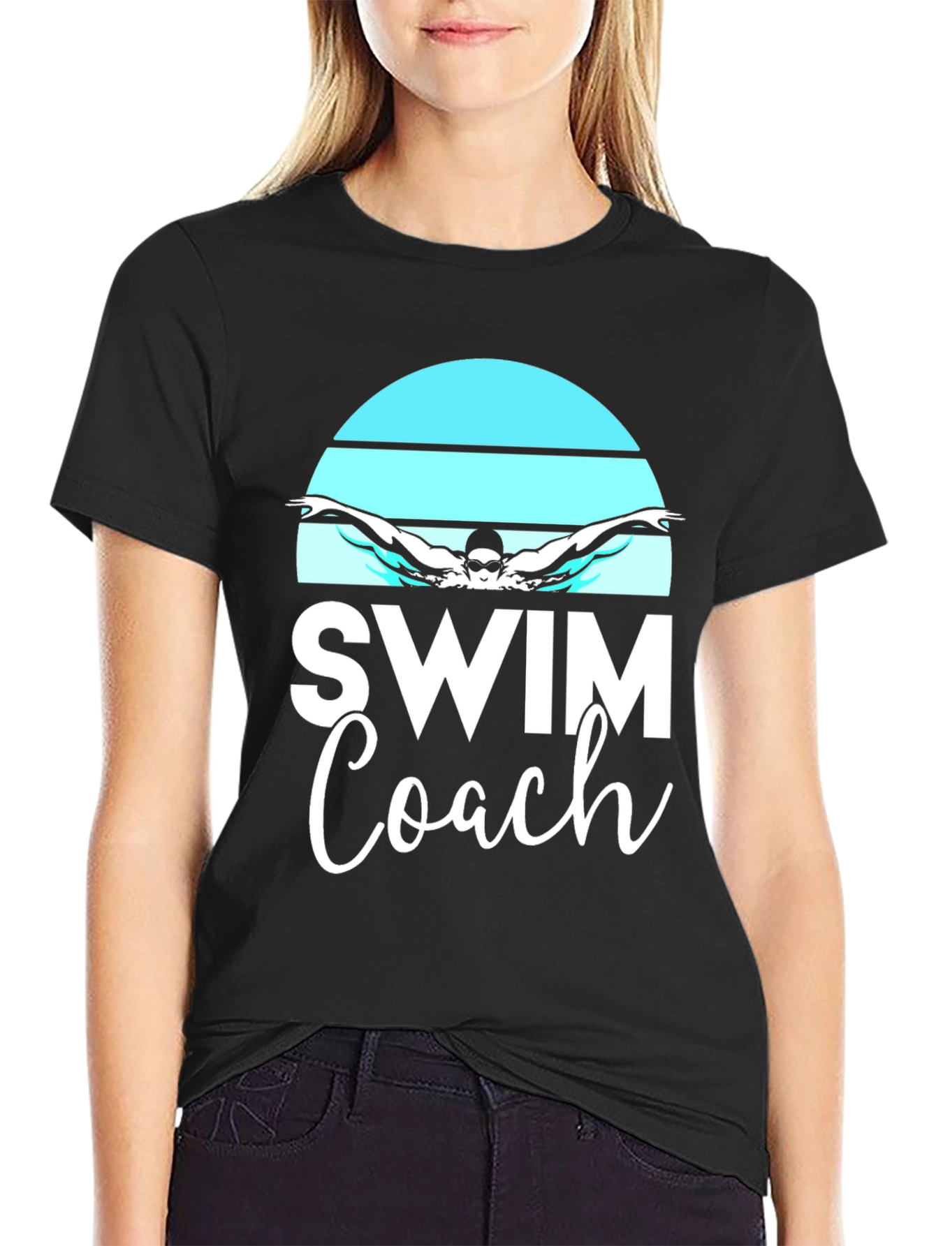 Swim Coach T-Shirt - Butterfly Swimmer Design