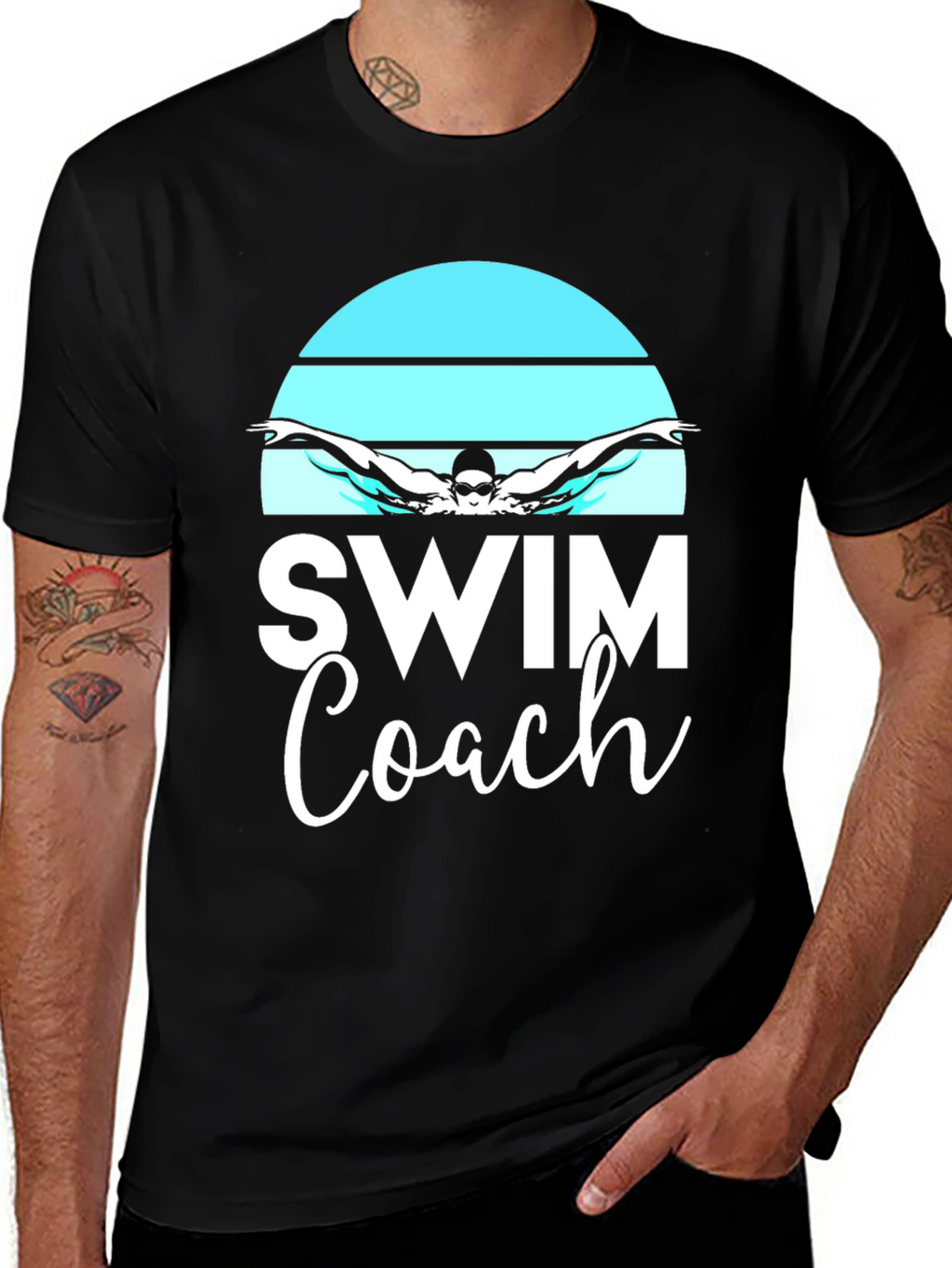 Swim Coach T-Shirt - Butterfly Swimmer Design