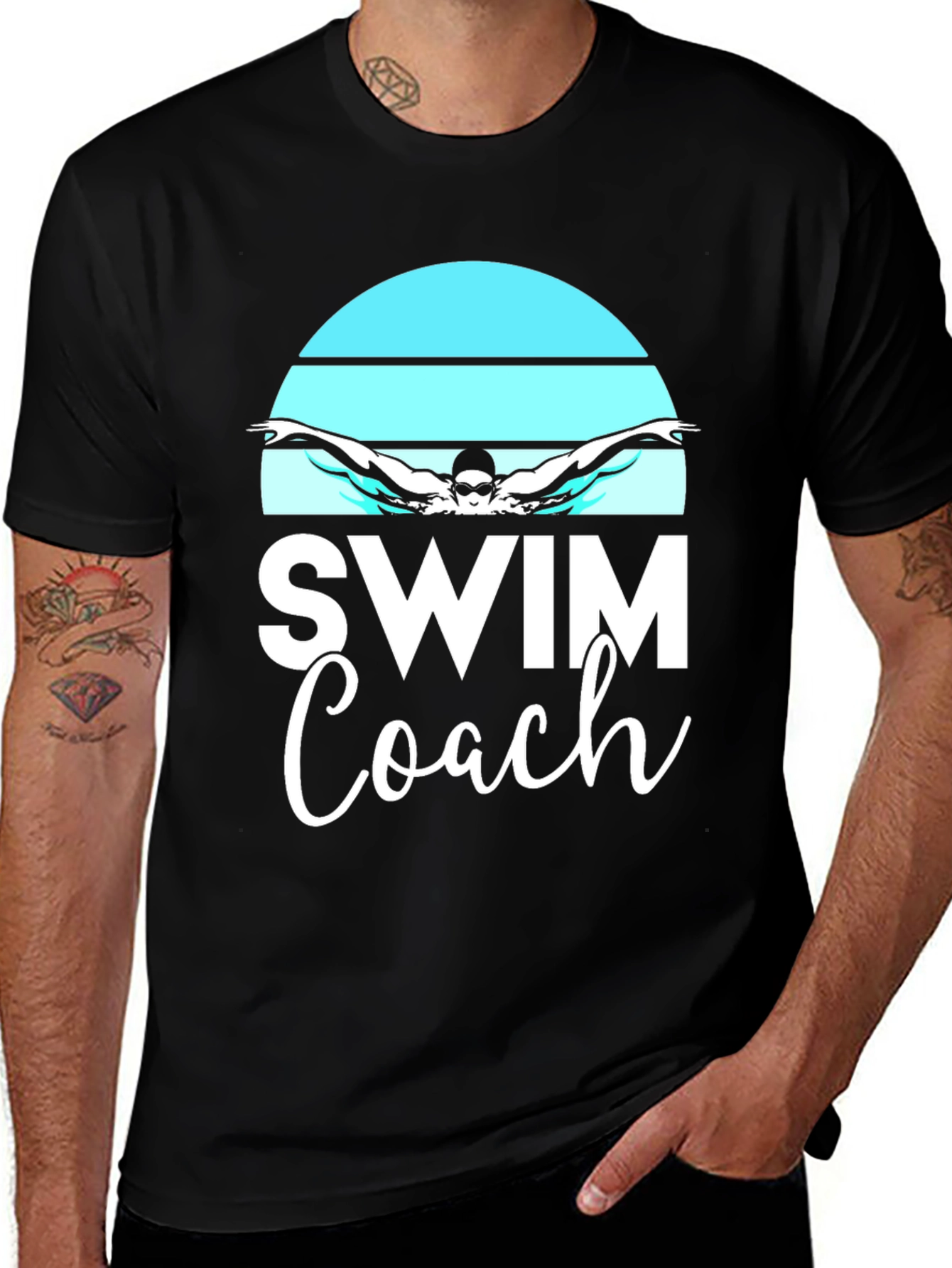 Swim Coach T-Shirt - Butterfly Swimmer Design