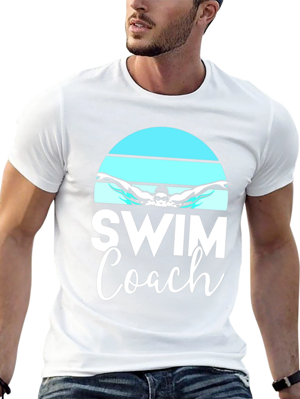 Swim Coach T-Shirt - Butterfly Swimmer Design