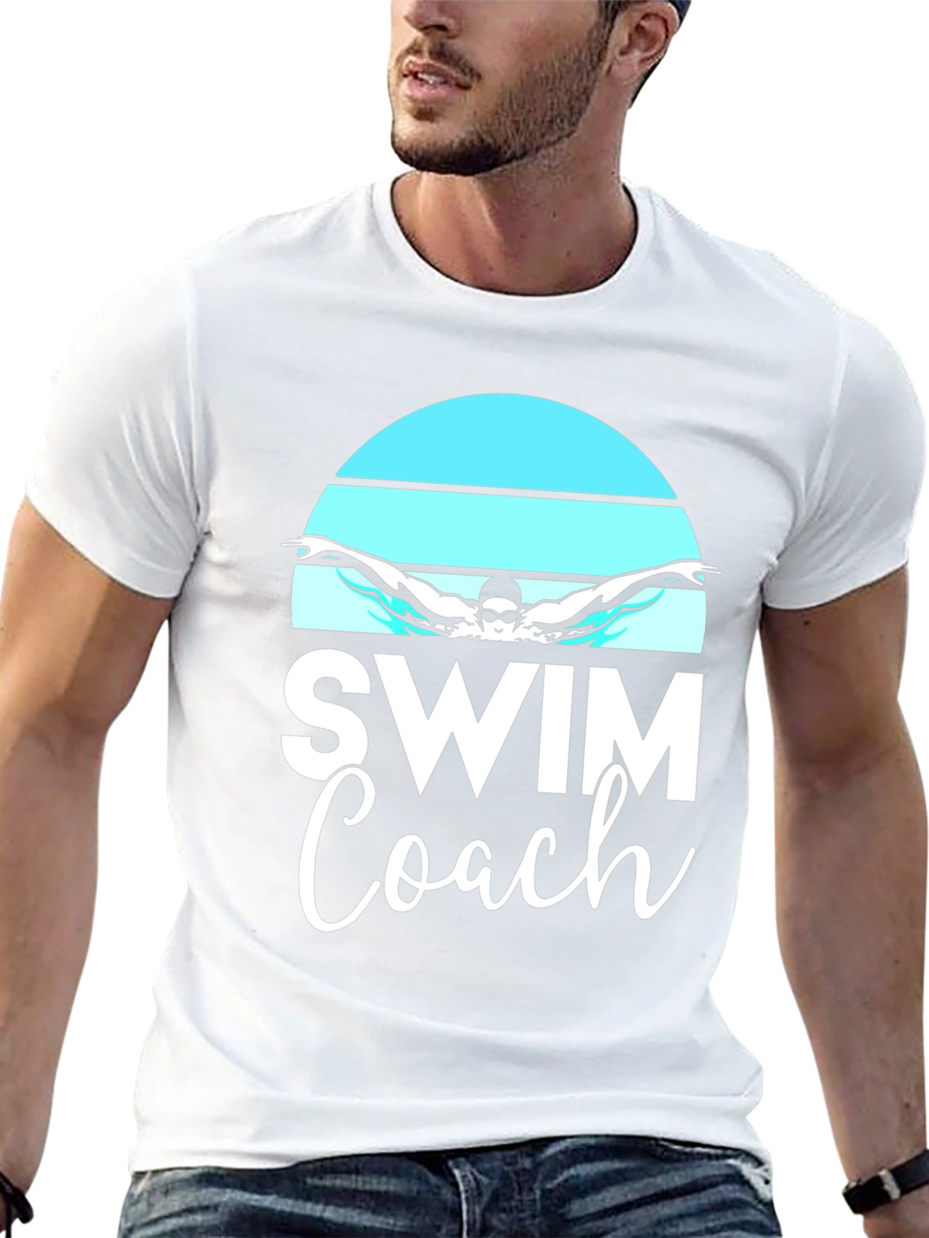 Swim Coach T-Shirt - Butterfly Swimmer Design