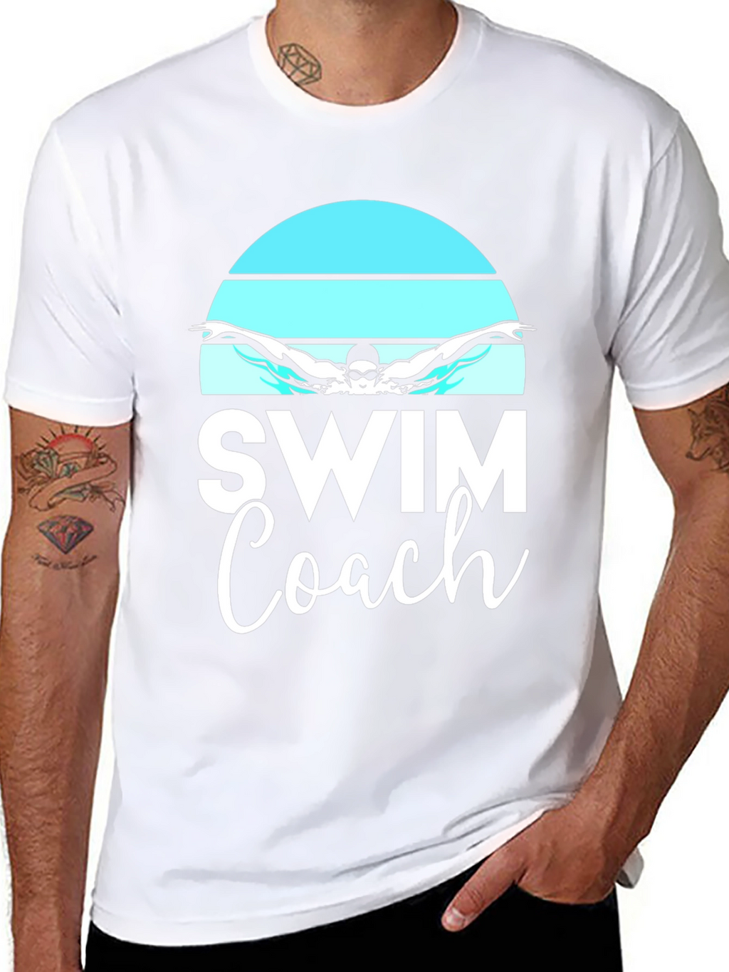 Swim Coach T-Shirt - Butterfly Swimmer Design