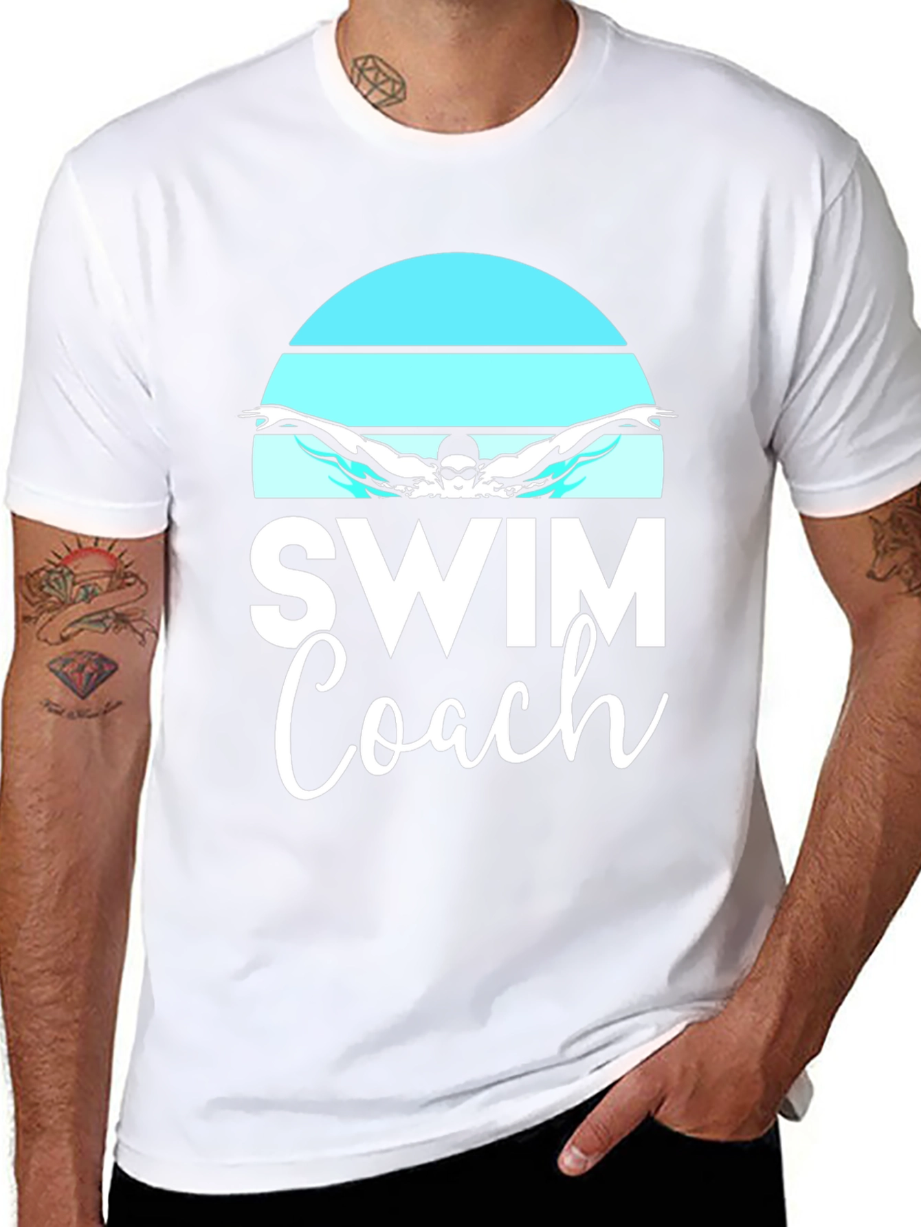 Swim Coach T-Shirt - Butterfly Swimmer Design