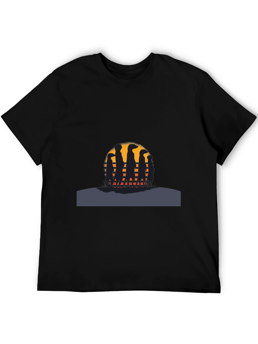Meerkat Sunset Silhouette Black T-Shirt