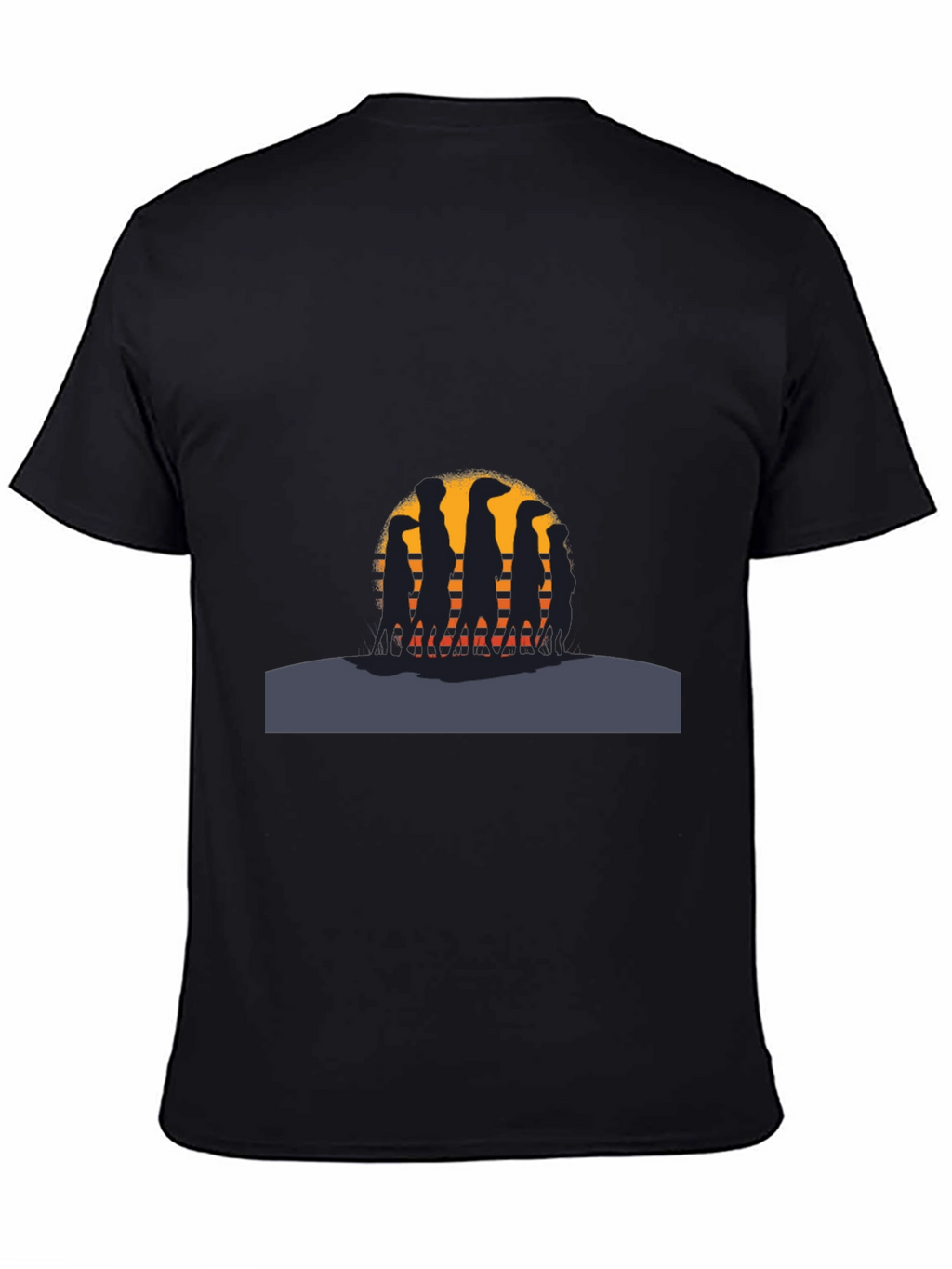 Meerkat Sunset Silhouette Black T-Shirt