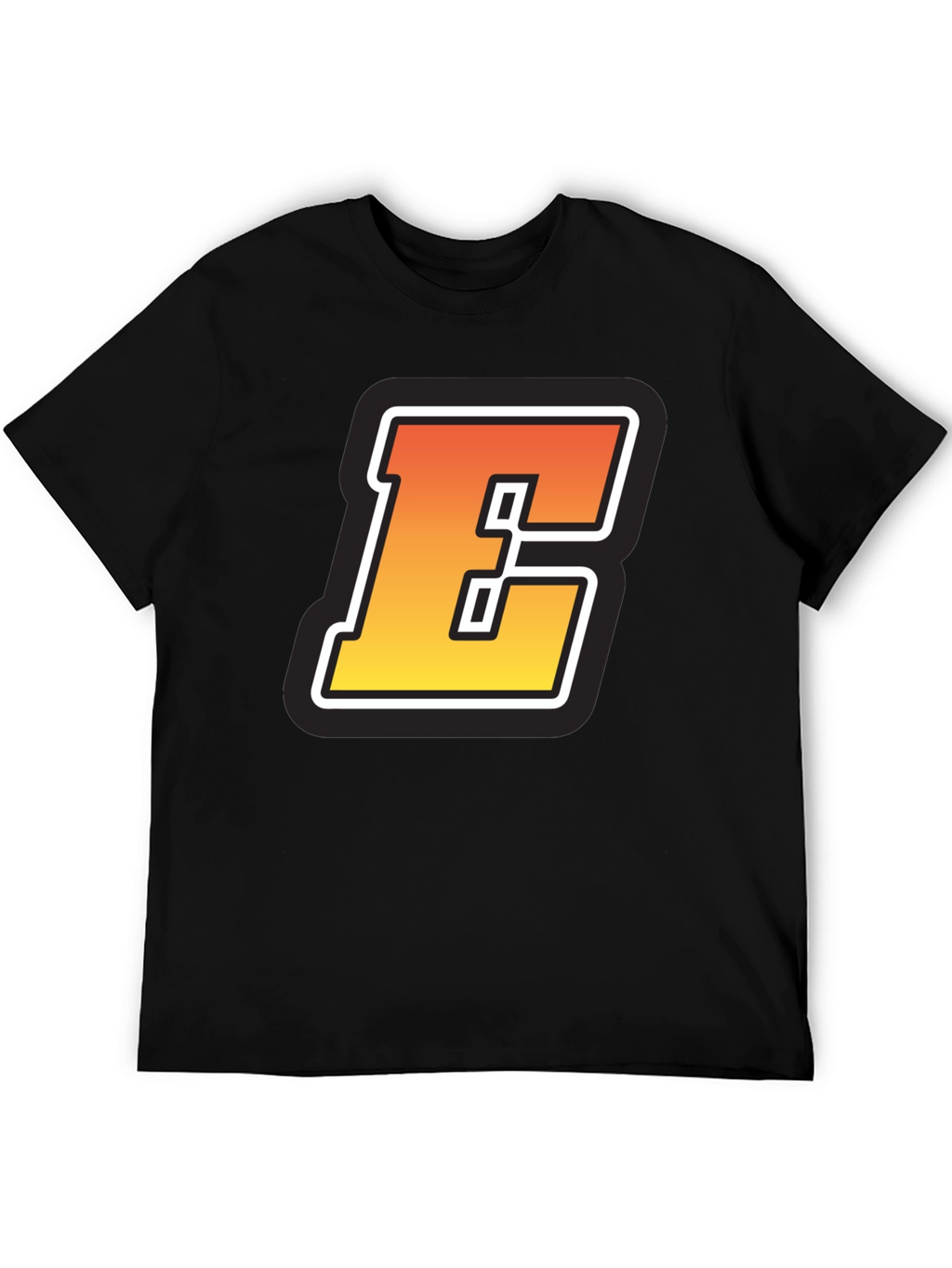 Bold Letter E Graphic Tee - Black T-Shirt