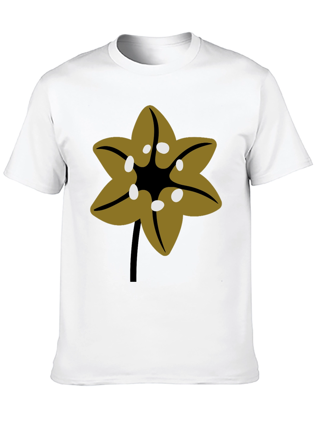 Floral Graphic Tee - Black Cotton Blend T-Shirt