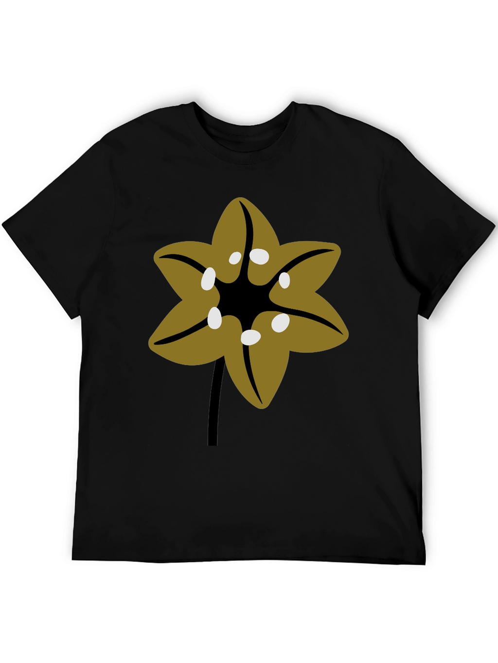 Floral Graphic Tee - Black Cotton Blend T-Shirt