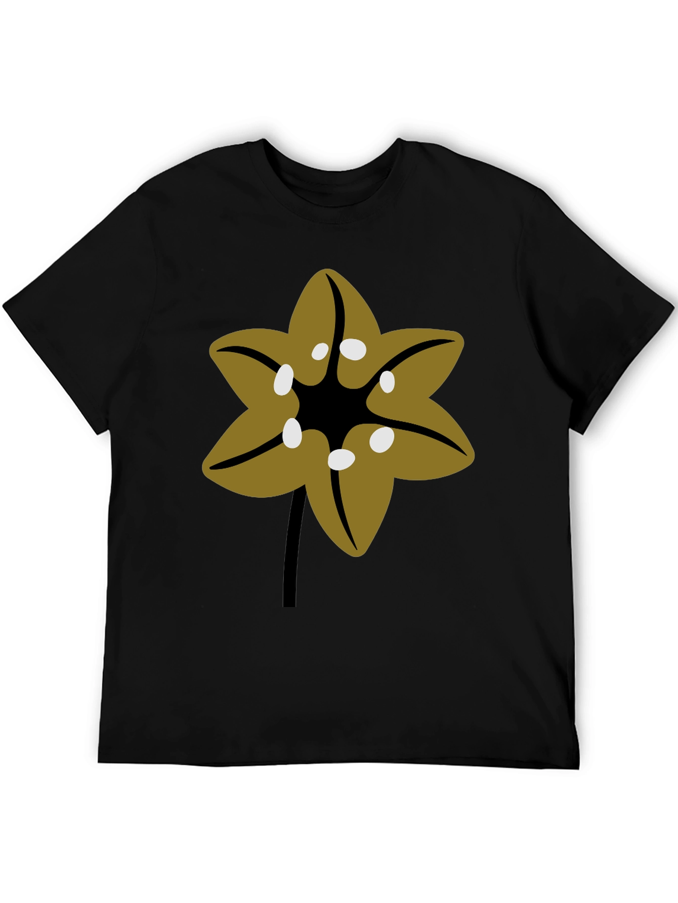 Floral Graphic Tee - Black Cotton Blend T-Shirt