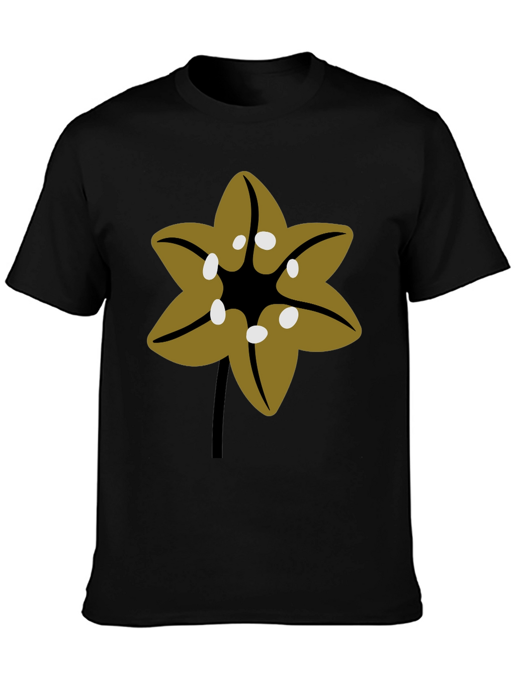 Floral Graphic Tee - Black Cotton Blend T-Shirt