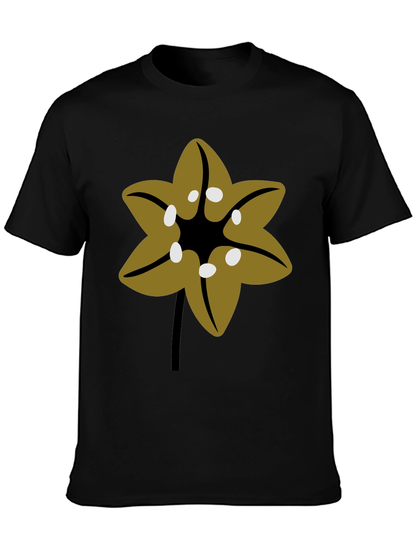 Floral Graphic Tee - Black Cotton Blend T-Shirt