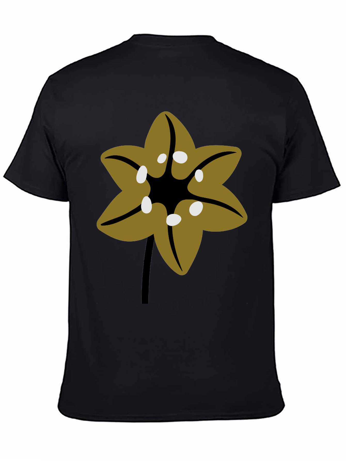 Floral Graphic Tee - Black Cotton Blend T-Shirt