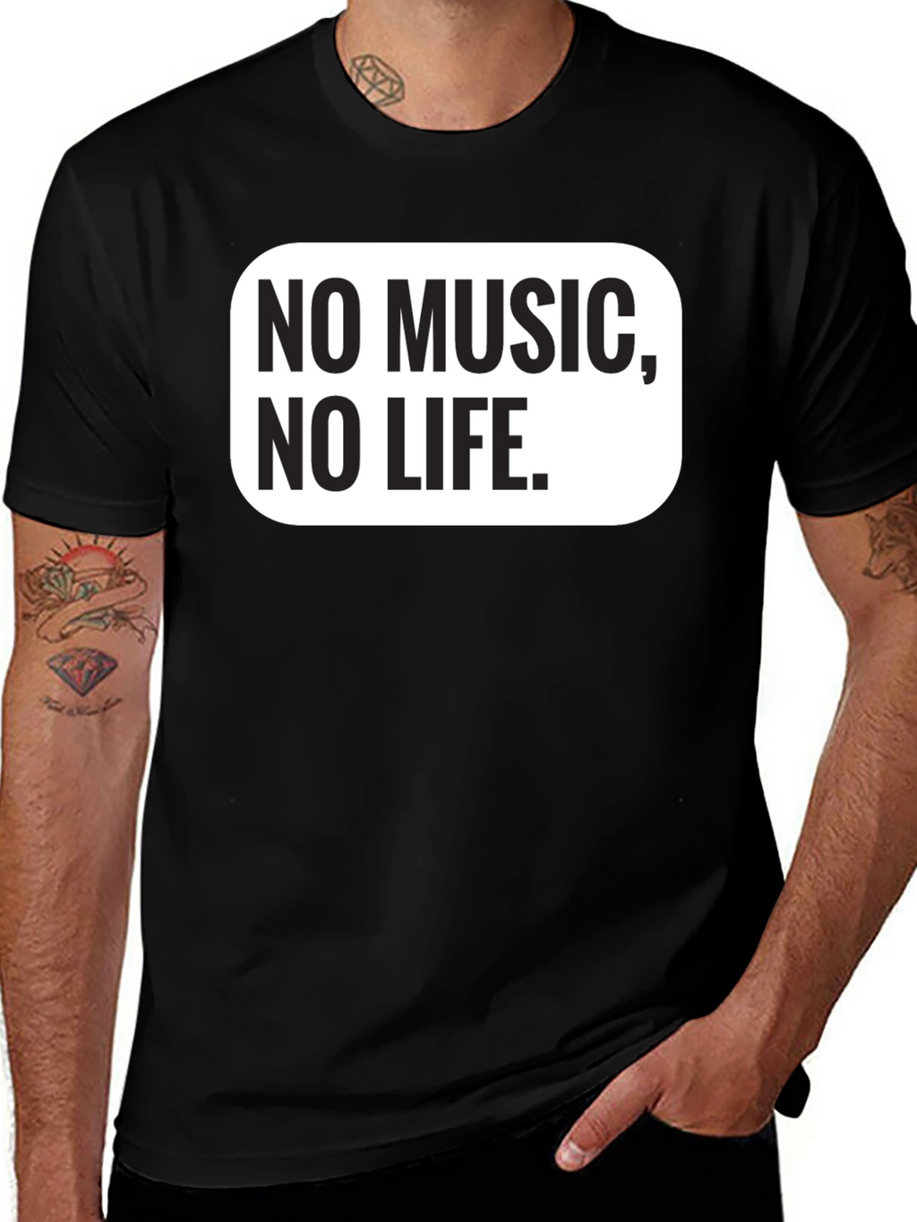 No Music No Life Black Graphic Tee