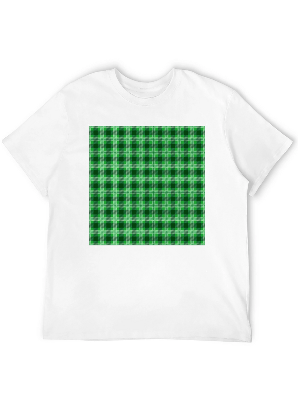 Green Plaid Graphic Tee - Casual Style