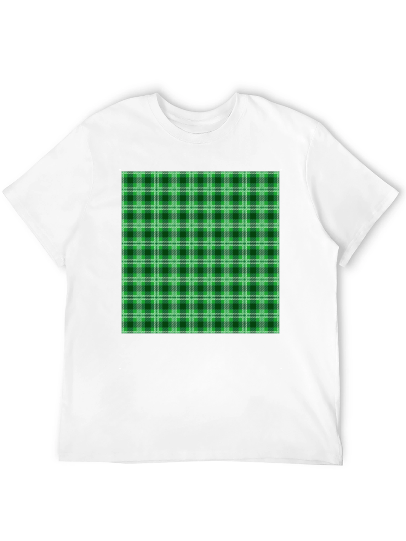 Green Plaid Graphic Tee - Casual Style