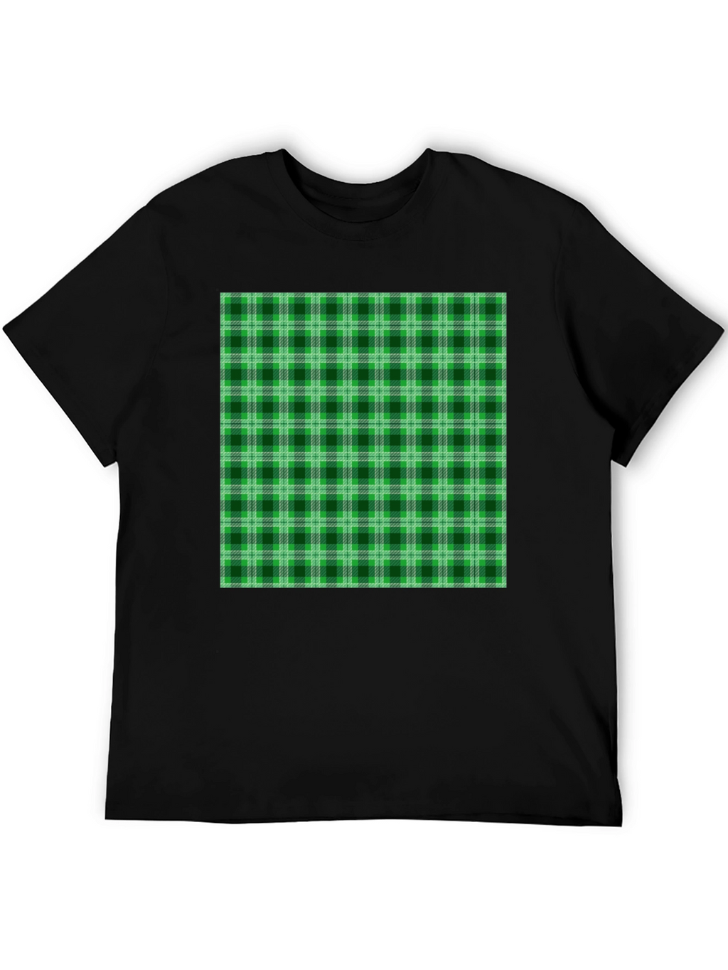 Green Plaid Graphic Tee - Casual Style