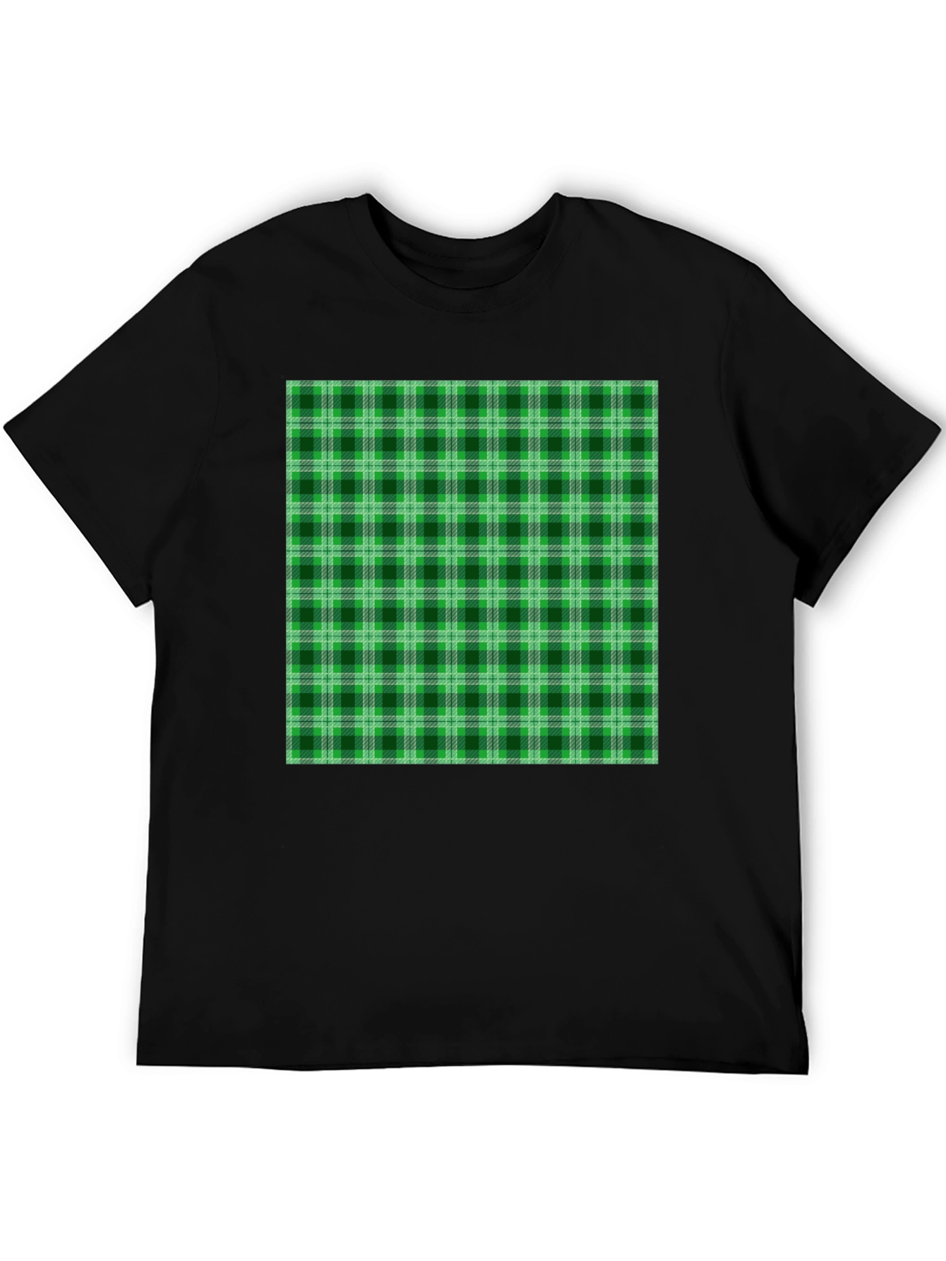 Green Plaid Graphic Tee - Casual Style