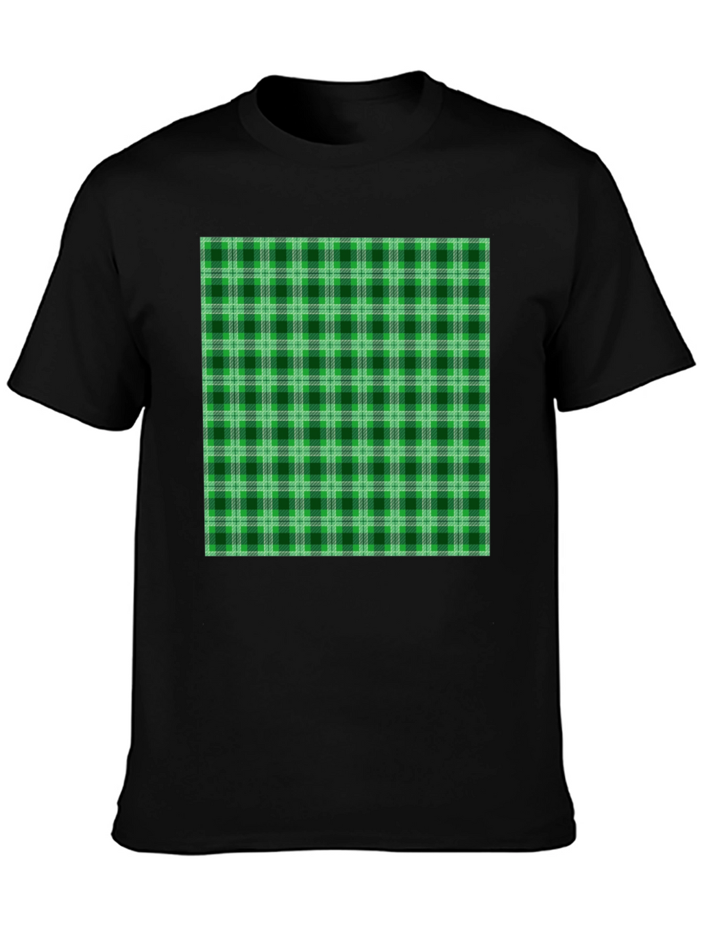 Green Plaid Graphic Tee - Casual Style