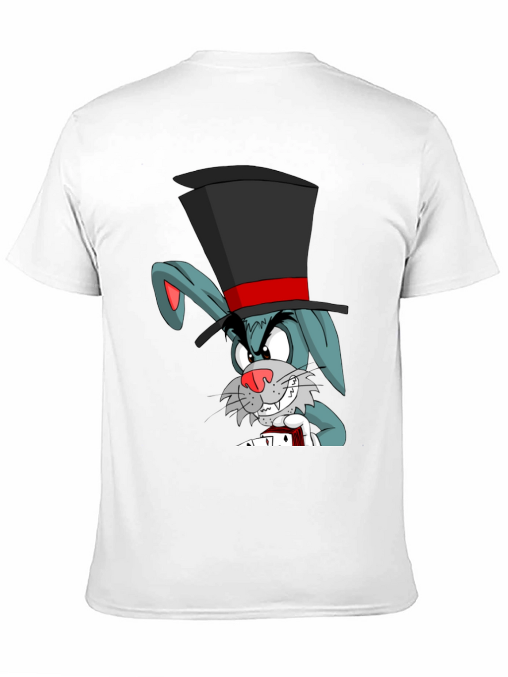 Cartoon Rabbit Magician Black T-Shirt