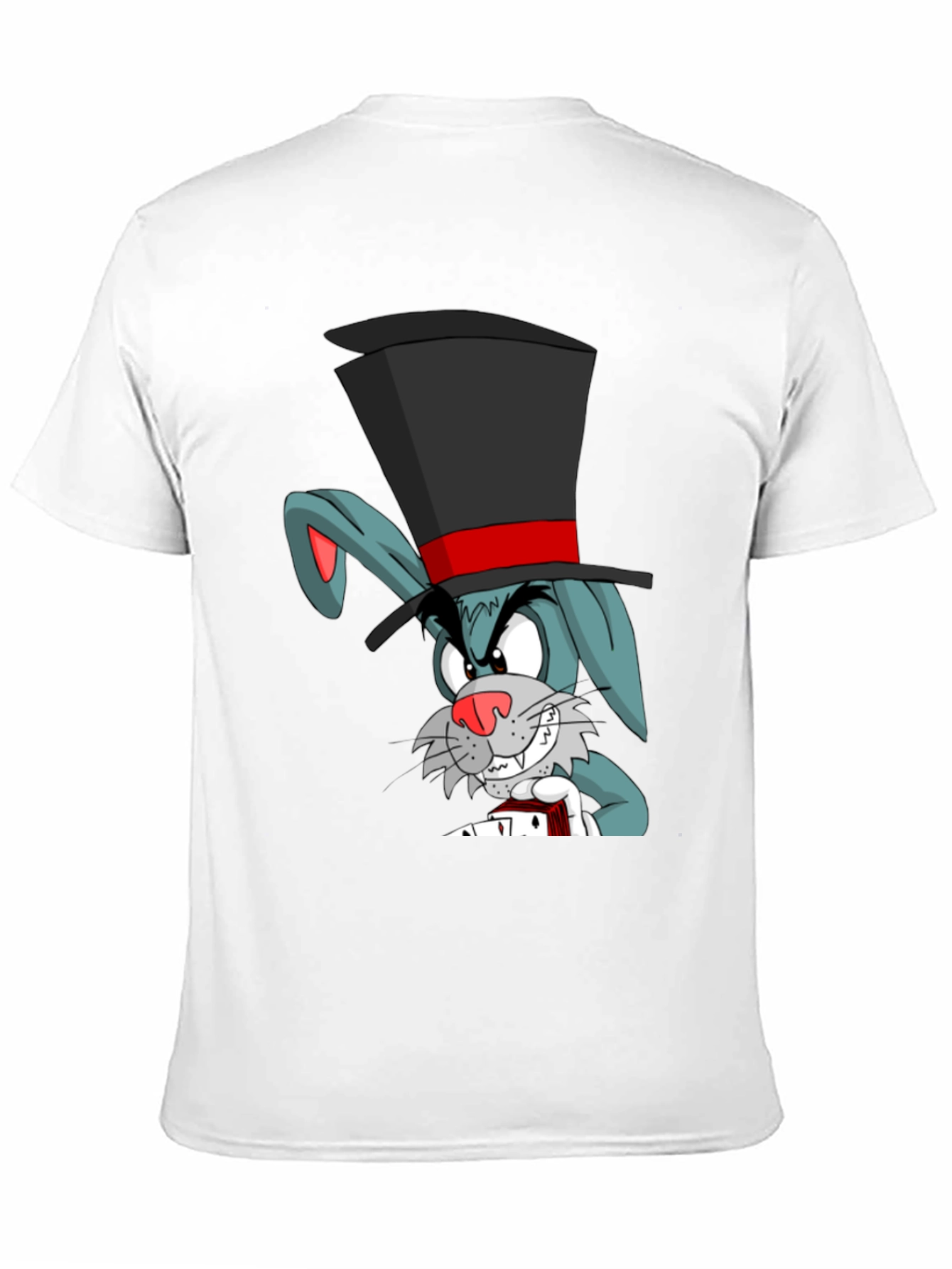 Cartoon Rabbit Magician Black T-Shirt