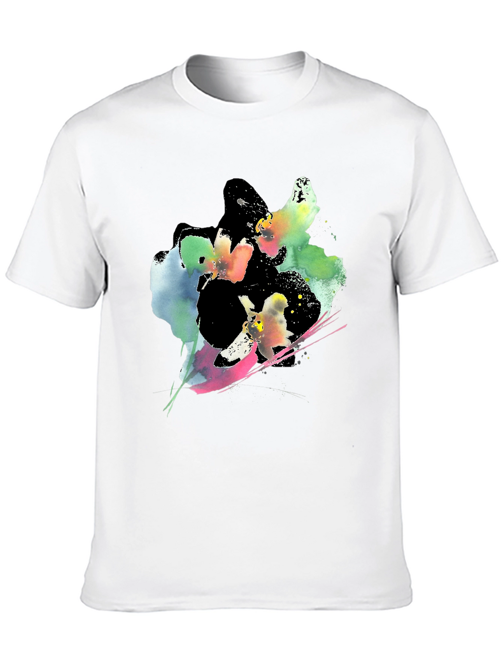 Abstract Floral Print Black T-Shirt