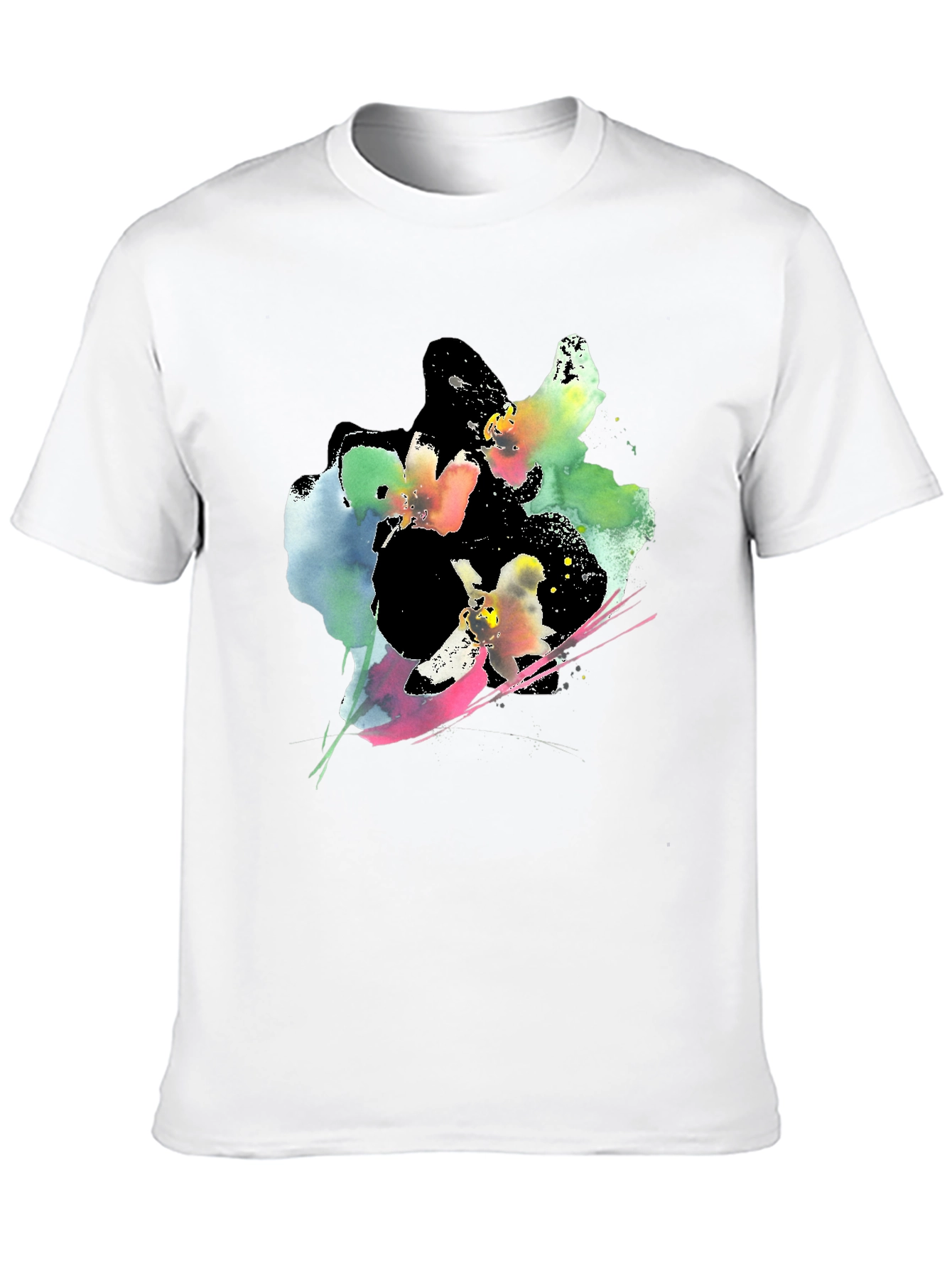 Abstract Floral Print Black T-Shirt