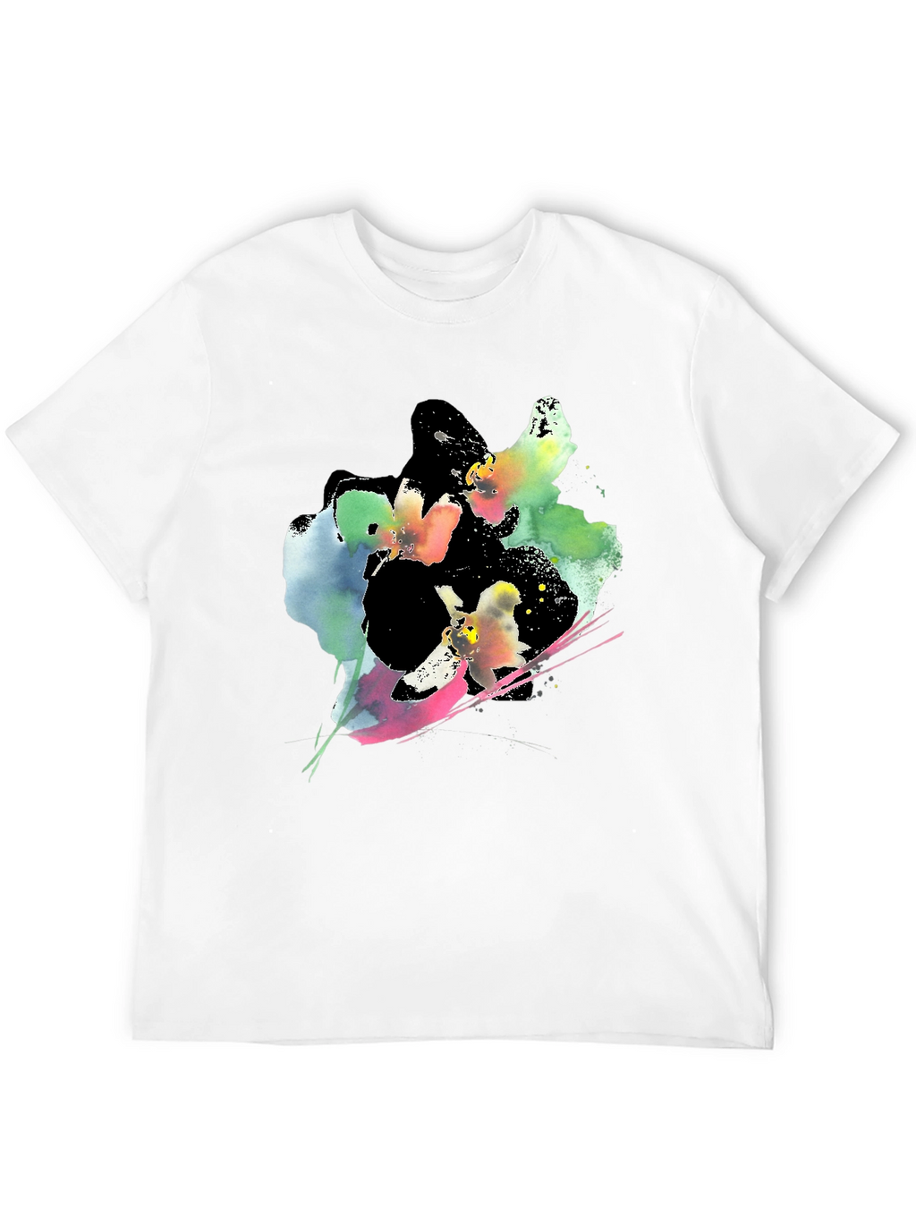 Abstract Floral Print Black T-Shirt