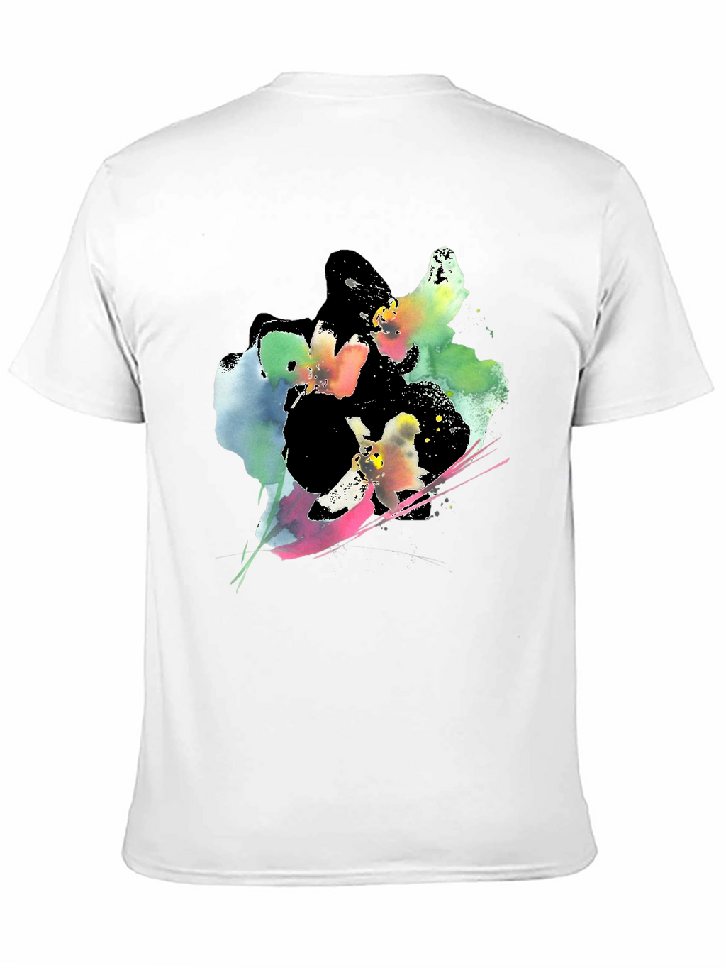 Abstract Floral Print Black T-Shirt
