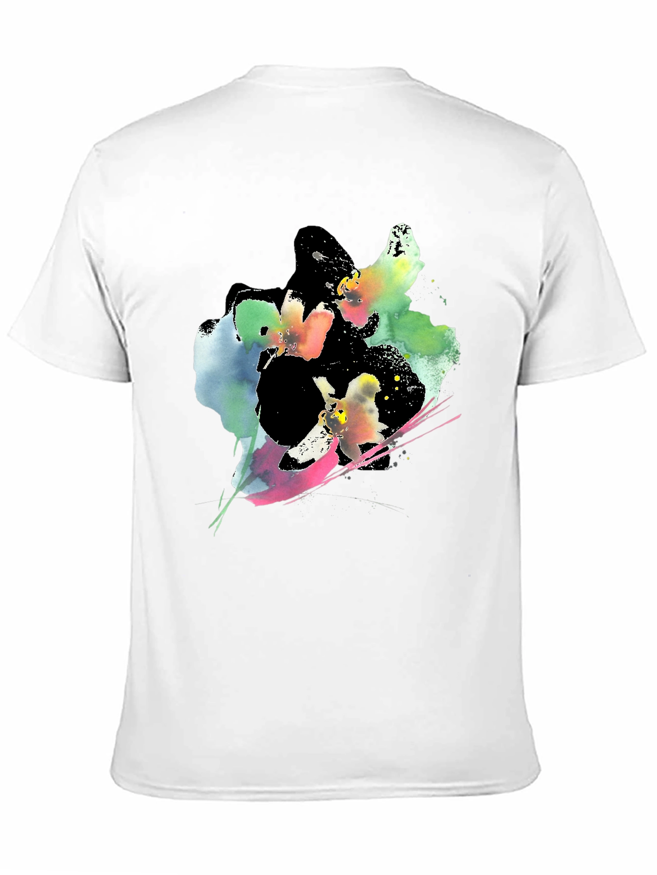 Abstract Floral Print Black T-Shirt
