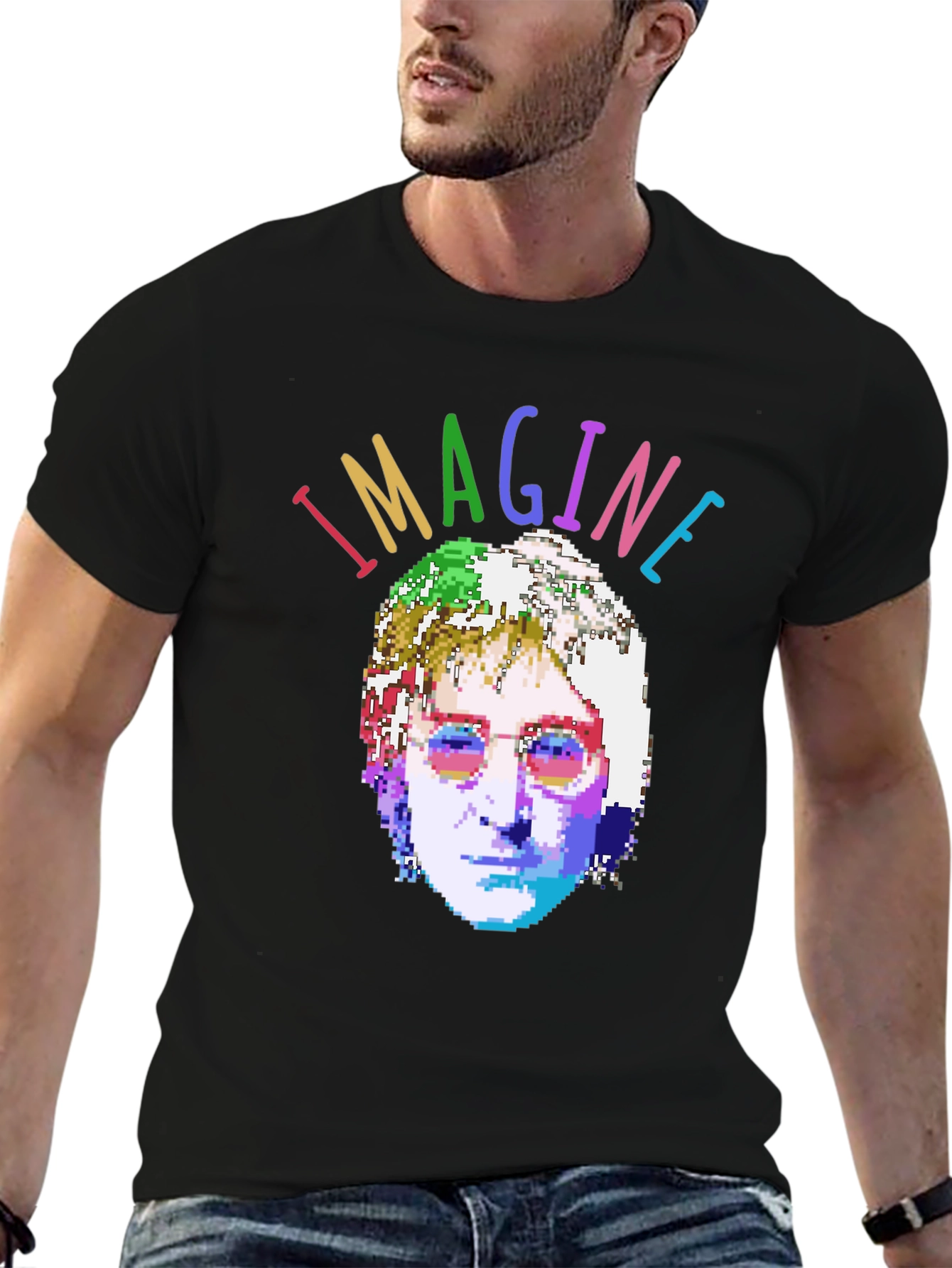 Imagine T-Shirt - Pixelated John Lennon Graphic Tee