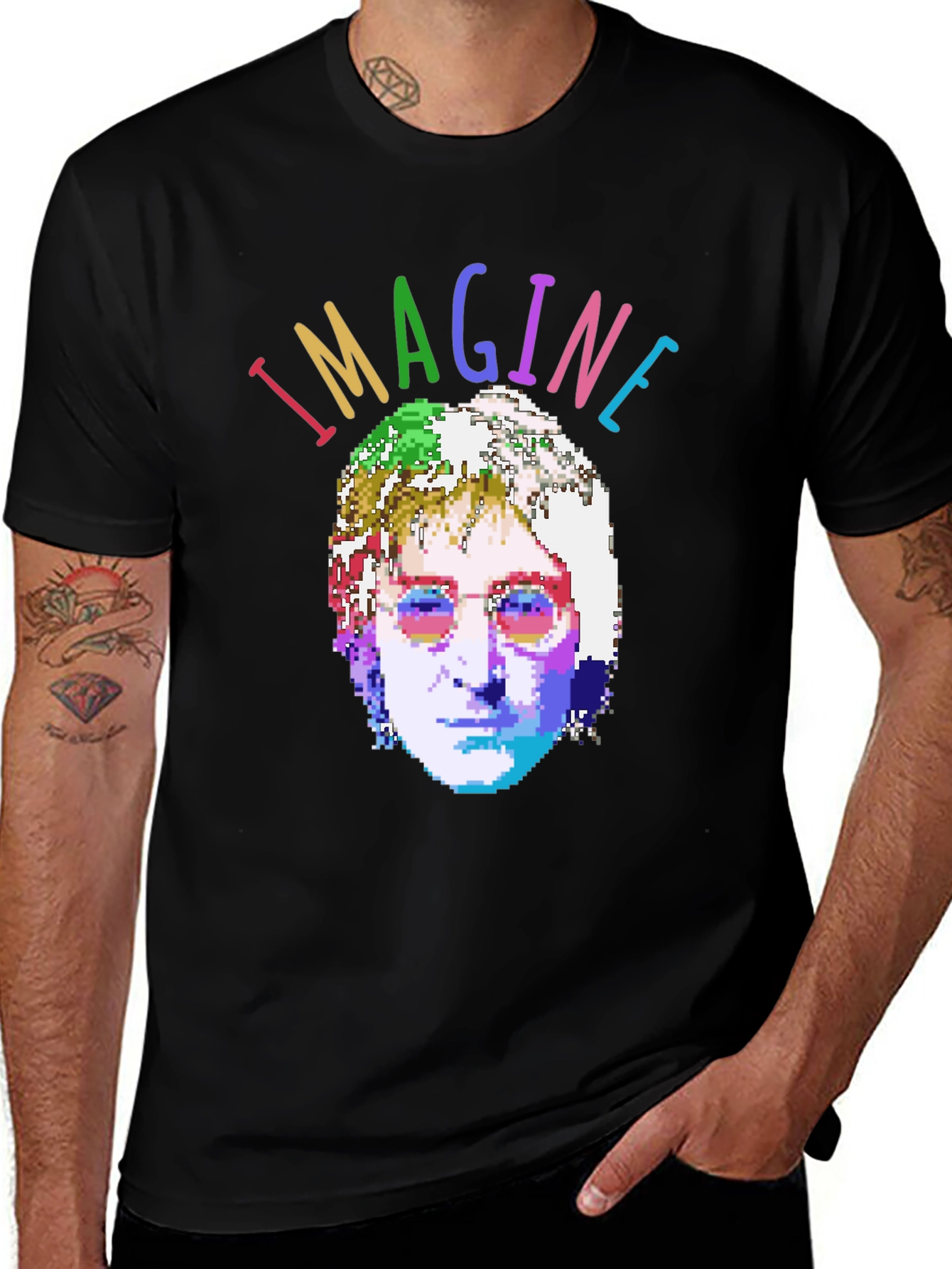 Imagine T-Shirt - Pixelated John Lennon Graphic Tee