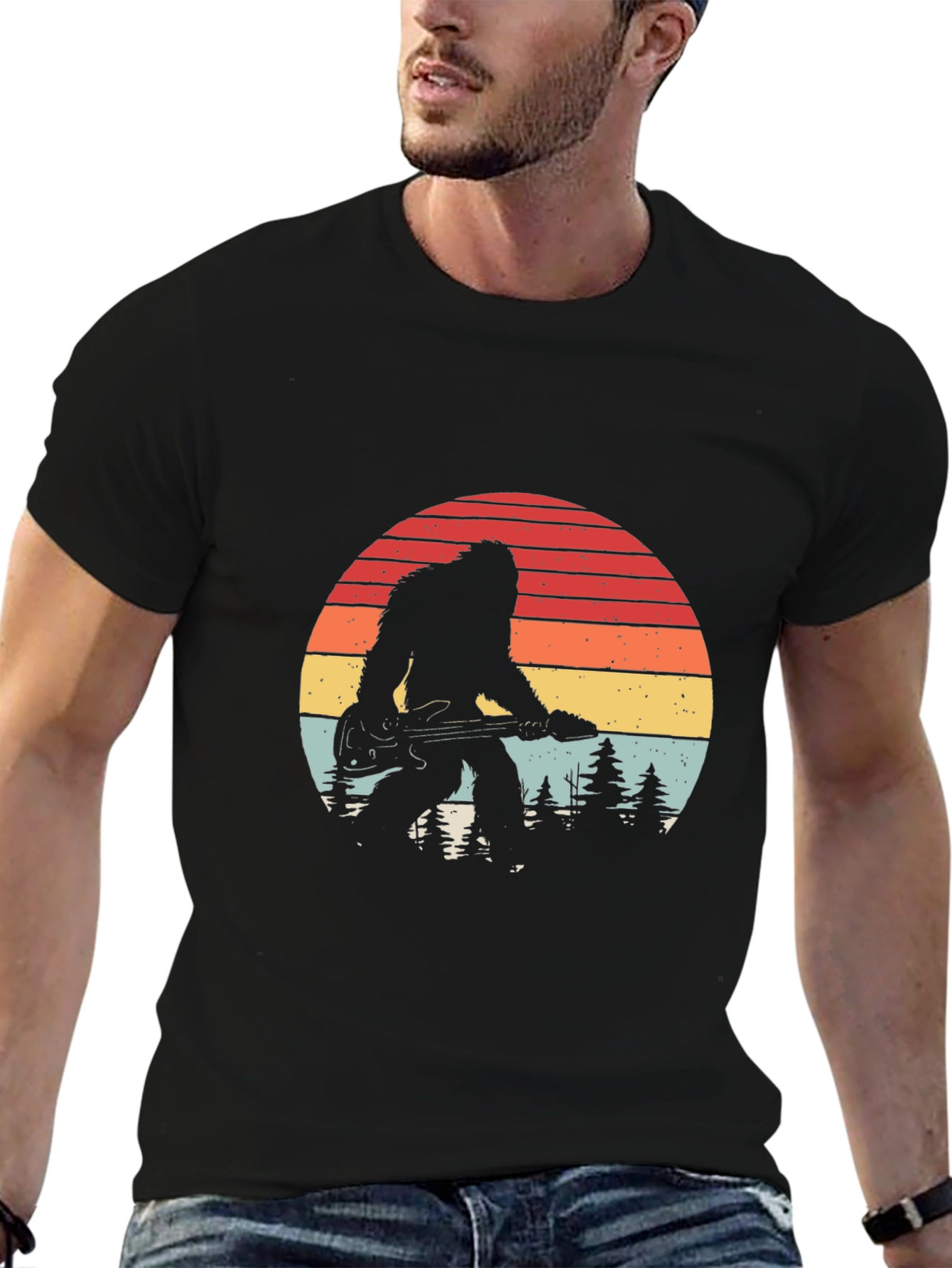 Bigfoot Guitarist Retro Graphic Tee