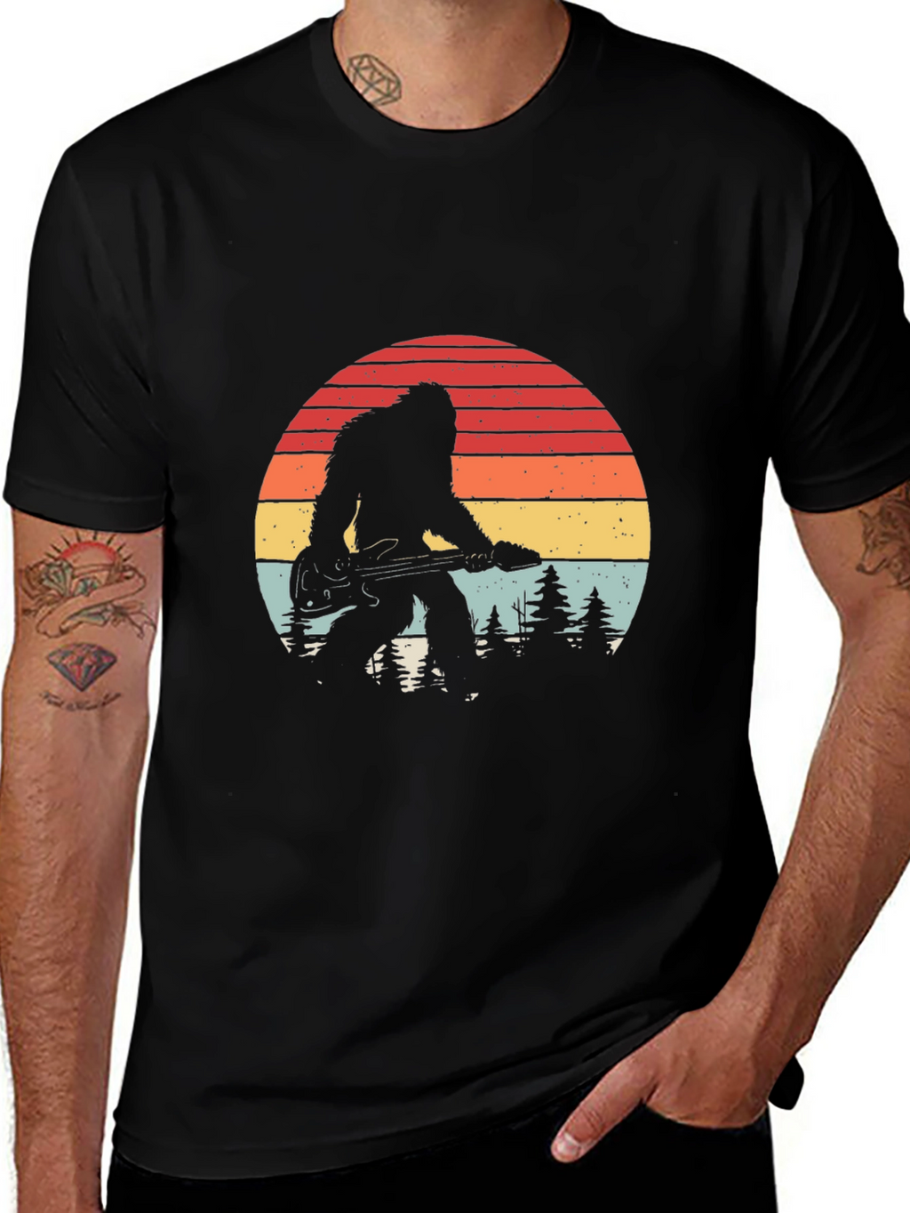 Bigfoot Guitarist Retro Graphic Tee