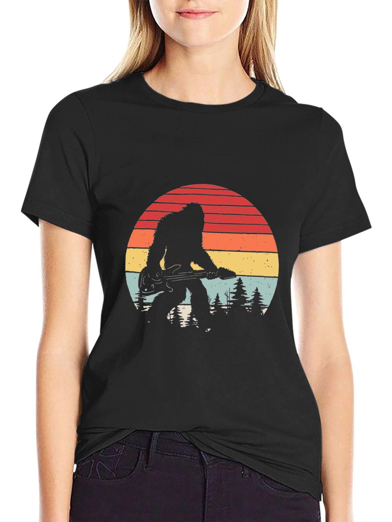 Bigfoot Guitarist Retro Graphic Tee