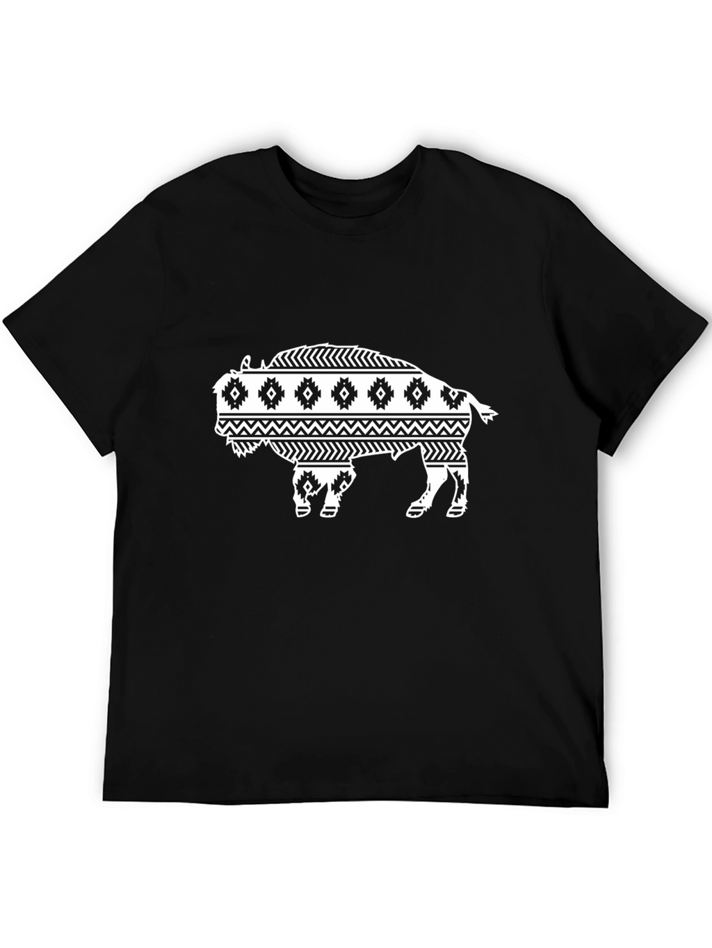 Buffalo Graphic Tee - Black Tribal Bison Design