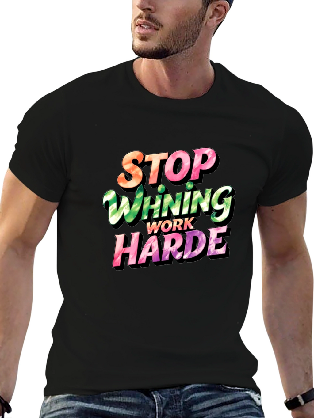 Stop Whining Work Harder Mens Graphic Tee