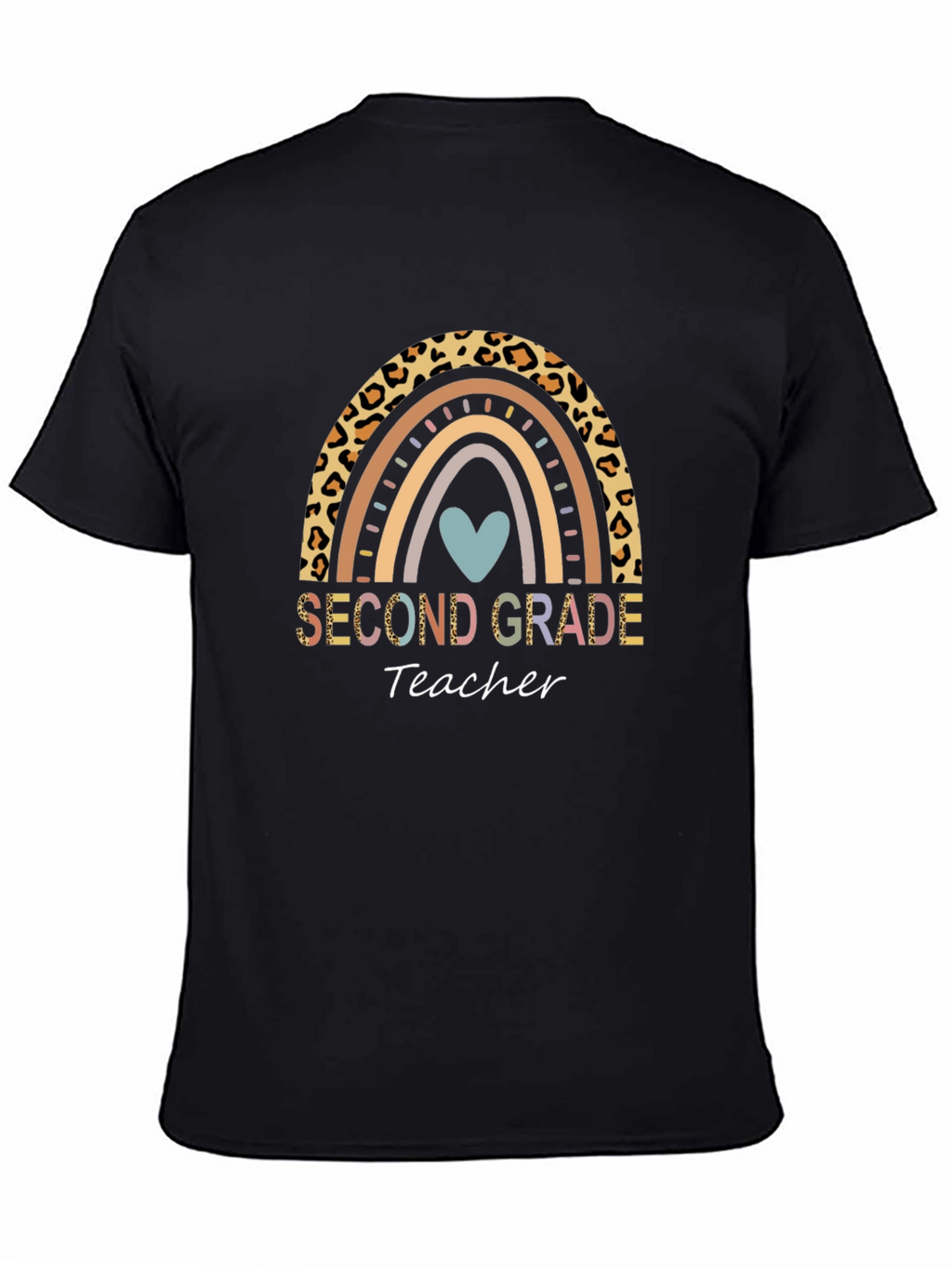 Second Grade Teacher Rainbow Leopard Print T-Shirt