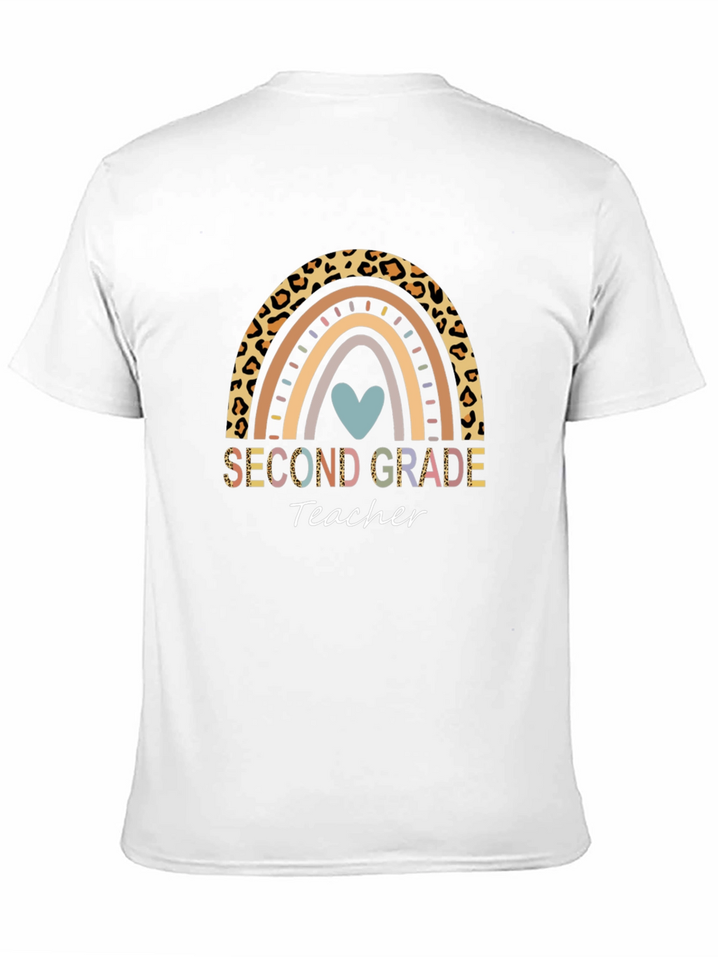 Second Grade Teacher Rainbow Leopard Print T-Shirt