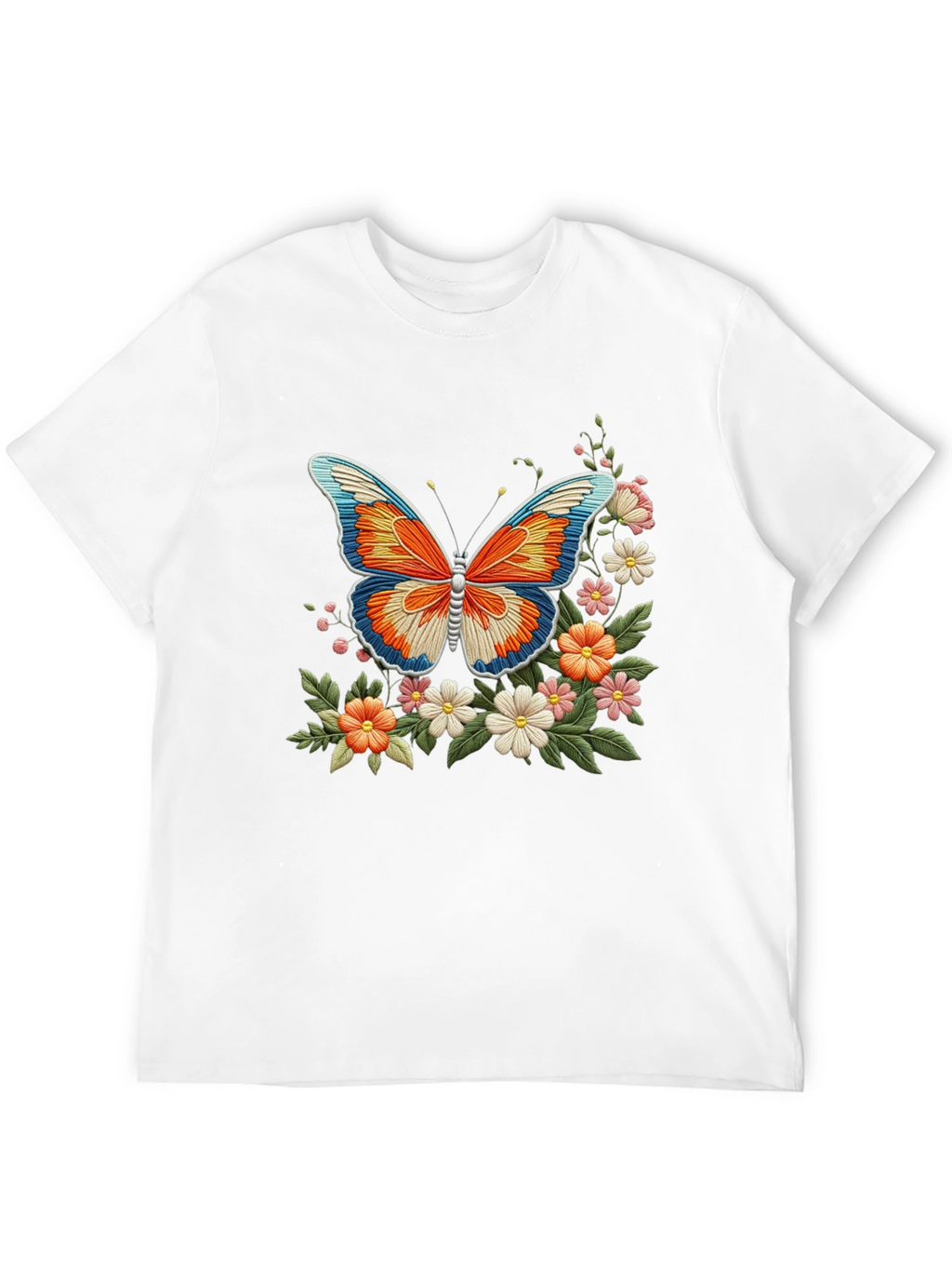 Butterfly Floral Graphic Print Black T-Shirt