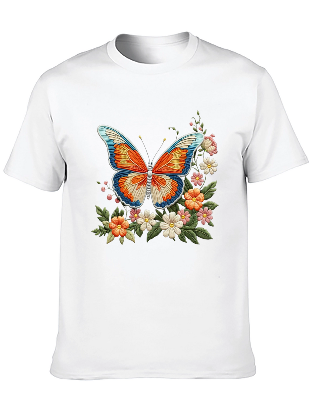 Butterfly Floral Graphic Print Black T-Shirt