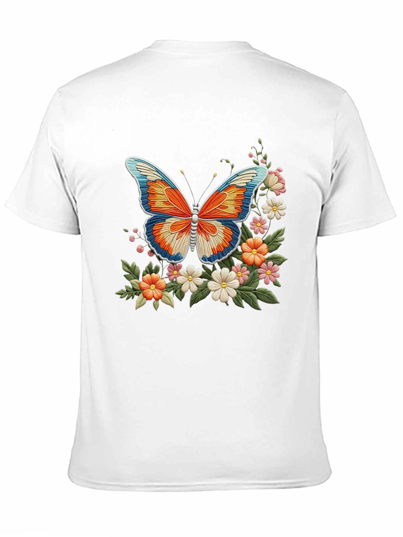 Butterfly Floral Graphic Print Black T-Shirt