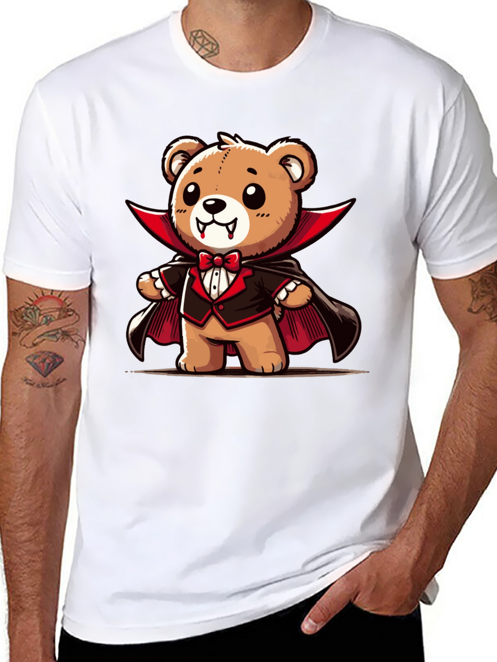 Vampire Teddy Bear Graphic T-Shirt - Spooky Cute Tee