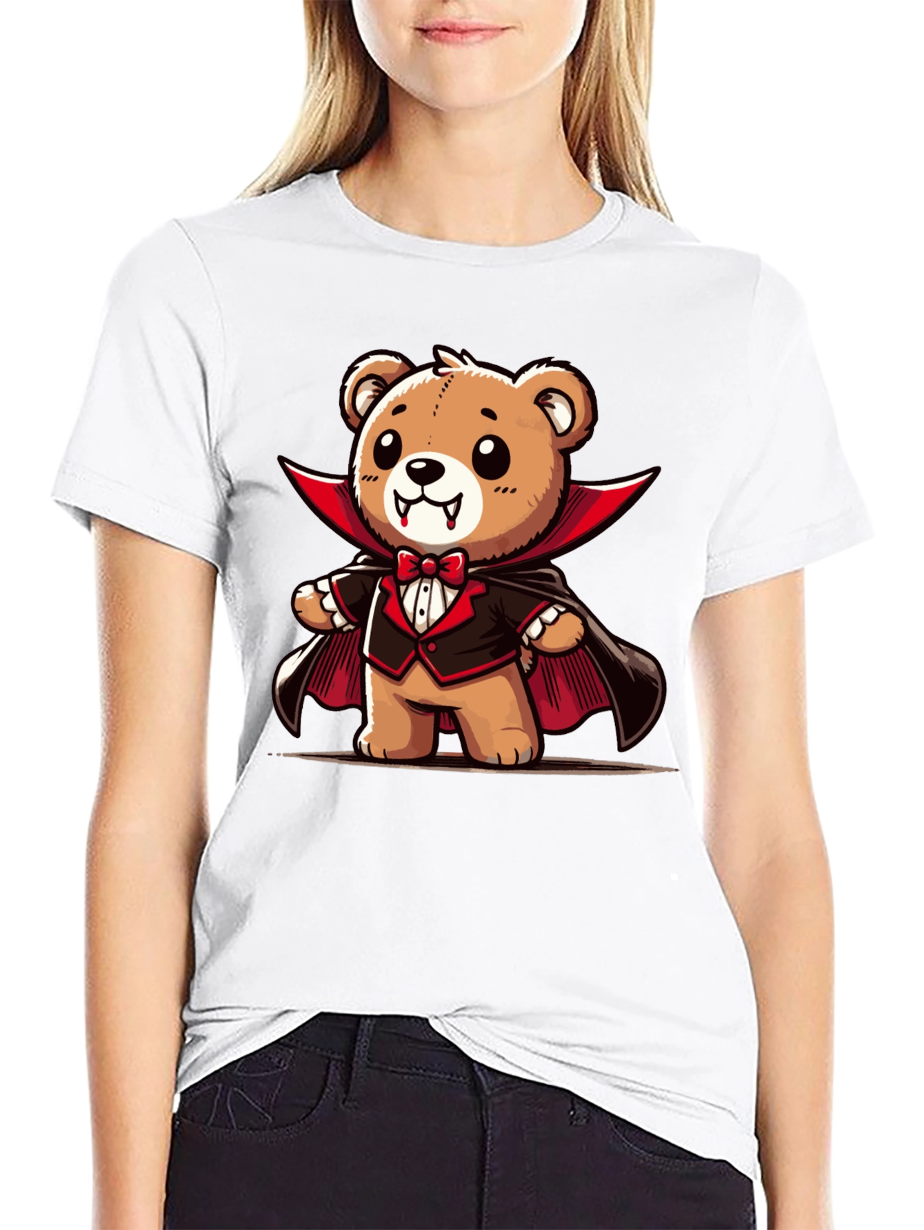 Vampire Teddy Bear Graphic T-Shirt - Spooky Cute Tee