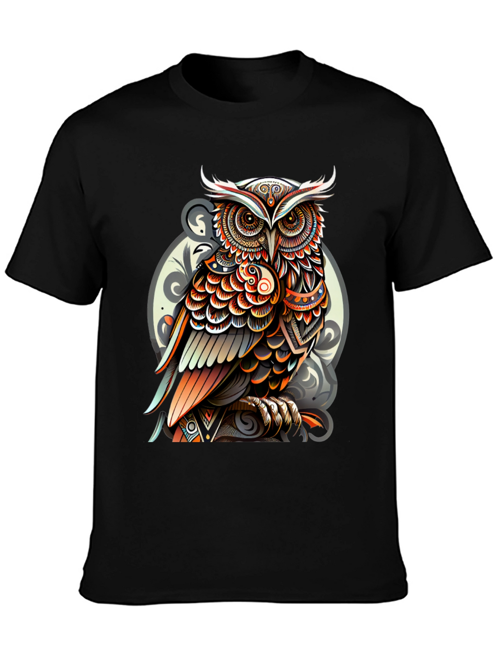 Tribal Owl Graphic Tee - Stylish Mens Black T-Shirt