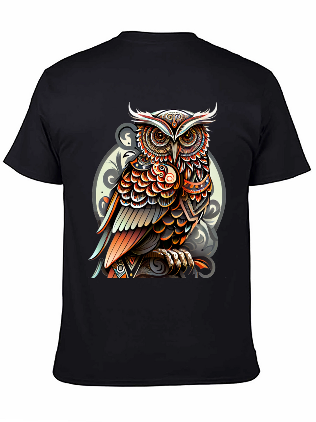 Tribal Owl Graphic Tee - Stylish Mens Black T-Shirt