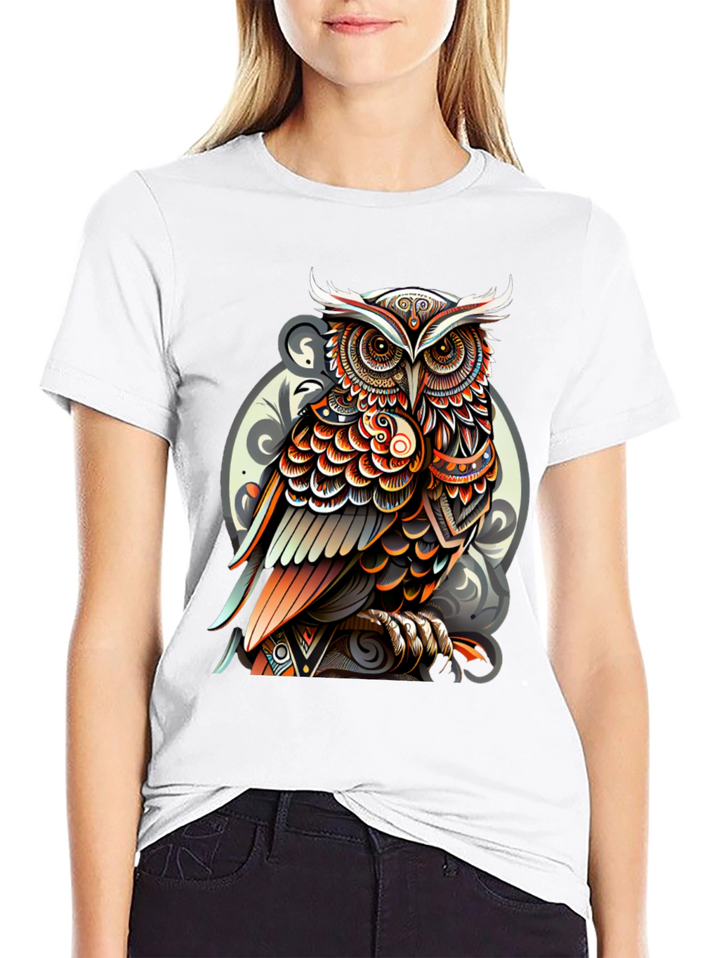 Tribal Owl Graphic Tee - Stylish Mens Black T-Shirt