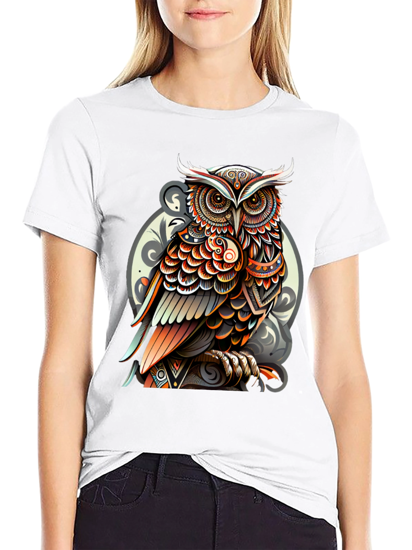Tribal Owl Graphic Tee - Stylish Mens Black T-Shirt