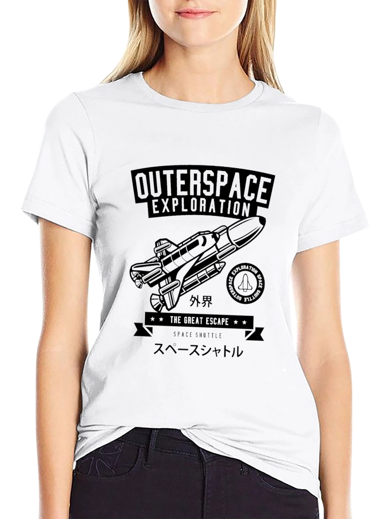Outerspace Exploration Graphic Print T-Shirt