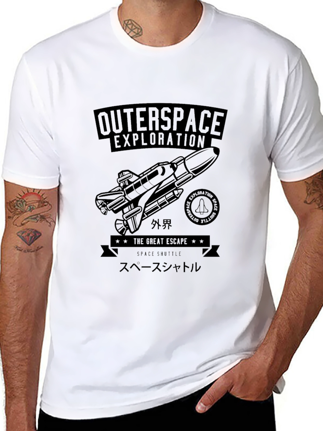 Outerspace Exploration Graphic Print T-Shirt