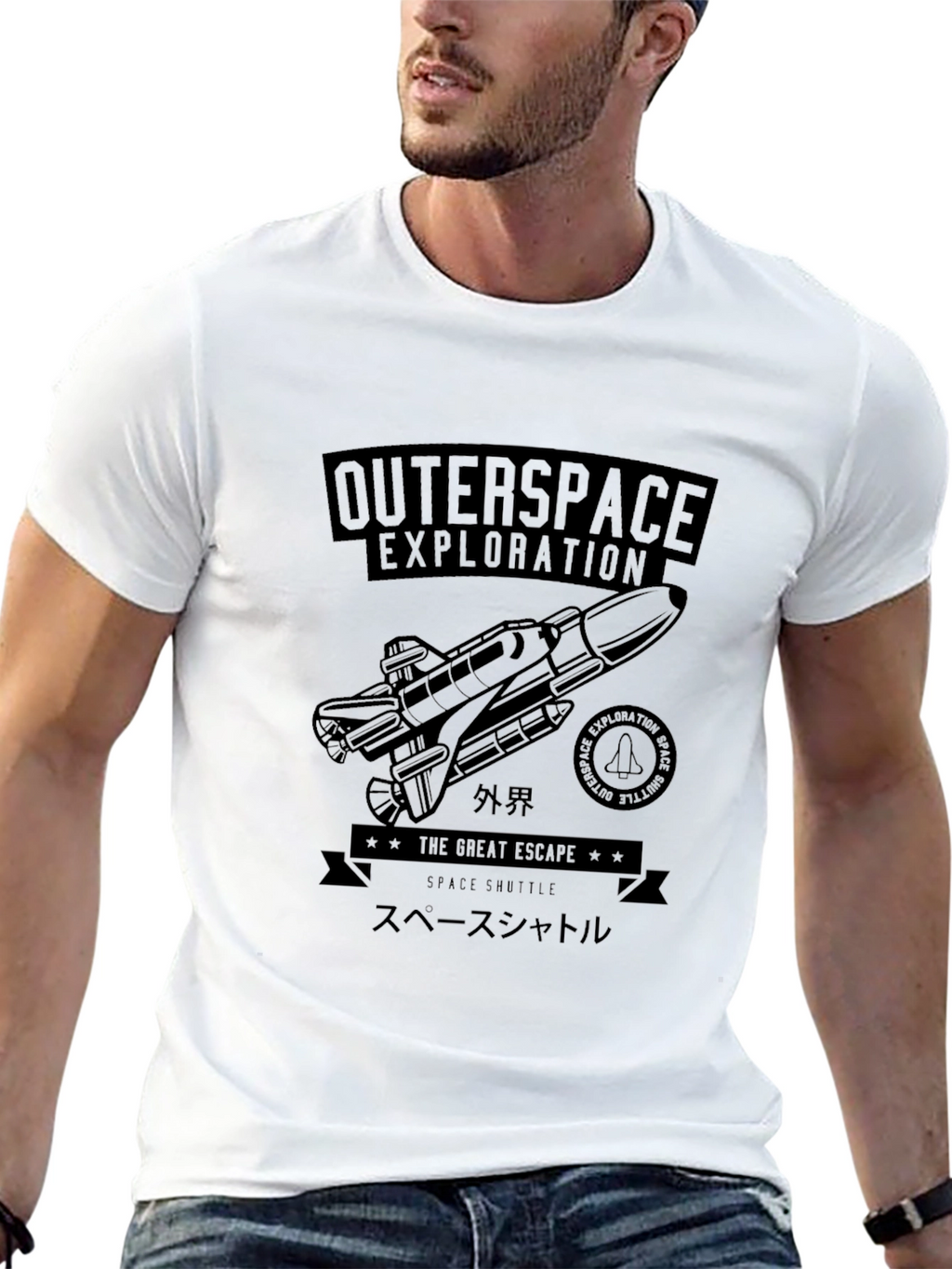 Outerspace Exploration Graphic Print T-Shirt